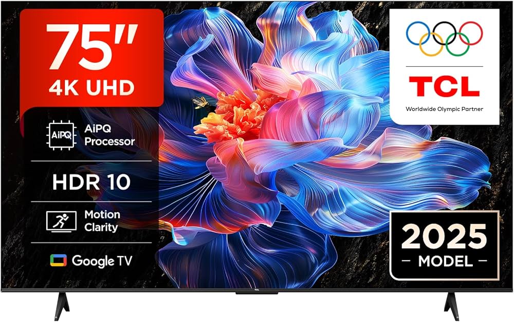 TCL 75V6C 75 Inch Direct LED TV, 4K HDR TV, Smart TV with Google