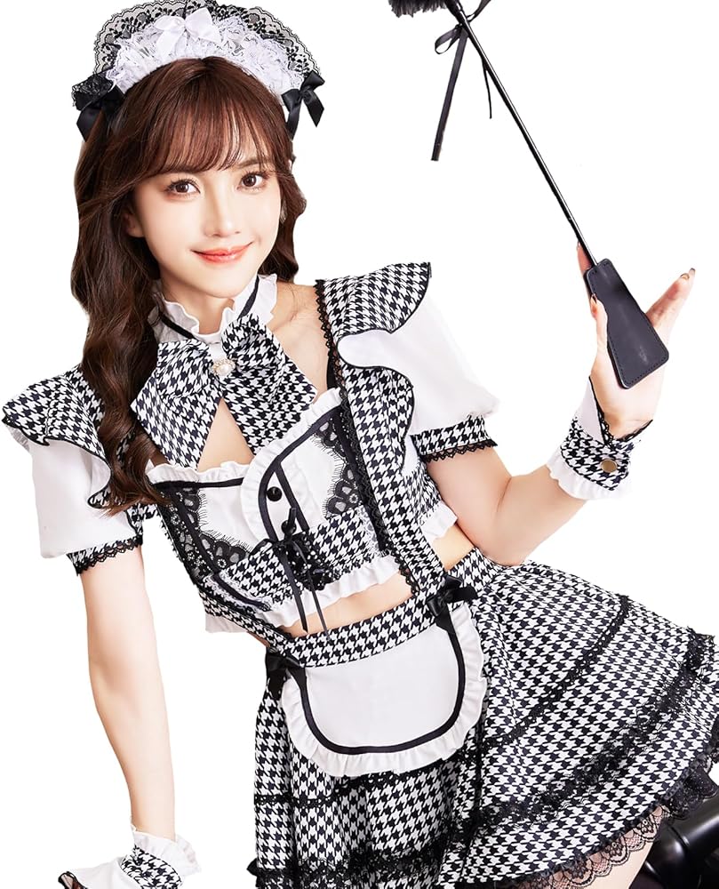 Amazon.co.jp: [Malymoon] コスプレ メイド ウエイトレス 千鳥柄