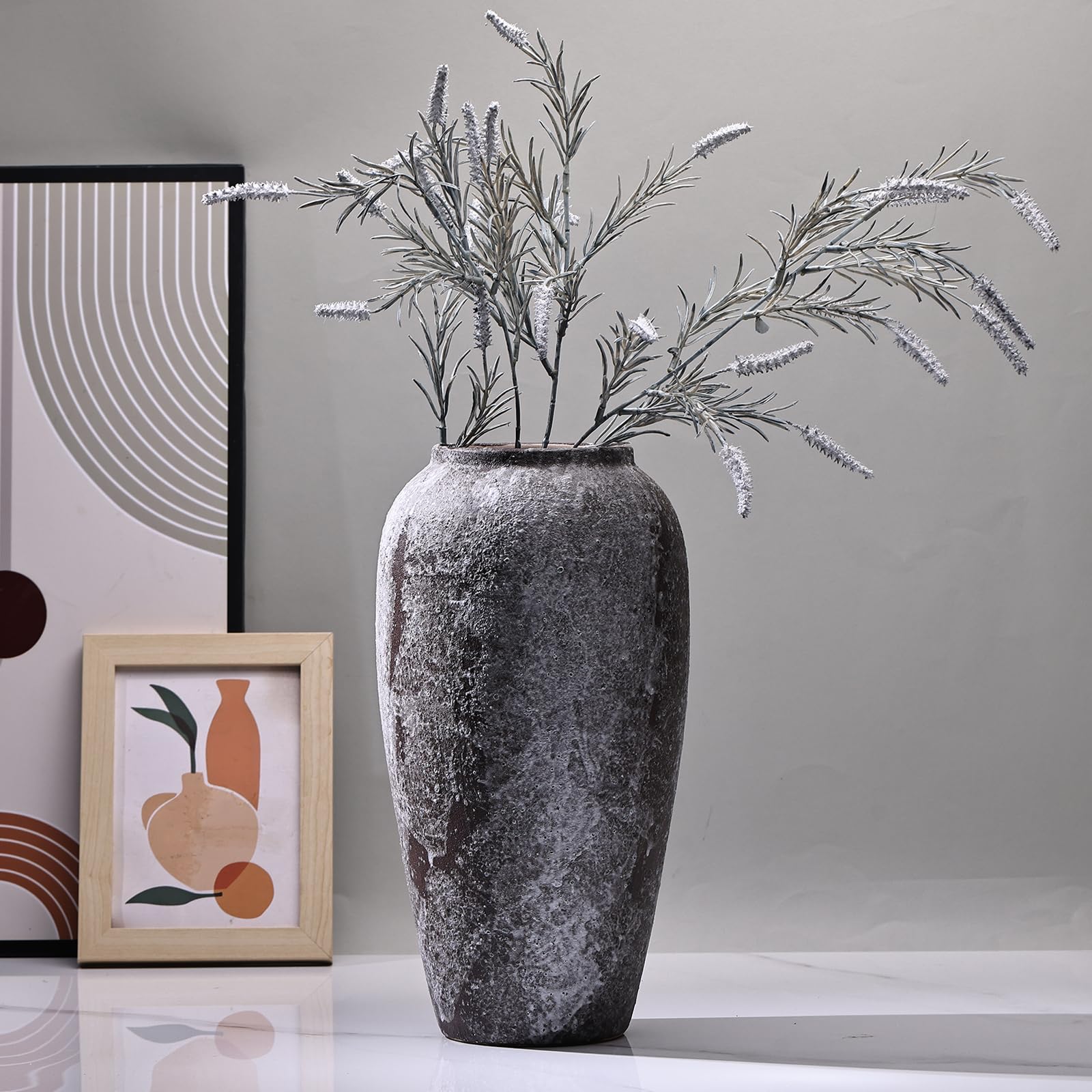 Amazon.co.jp: 高さ13.8インチの石の花瓶、素朴なホームデコレーション