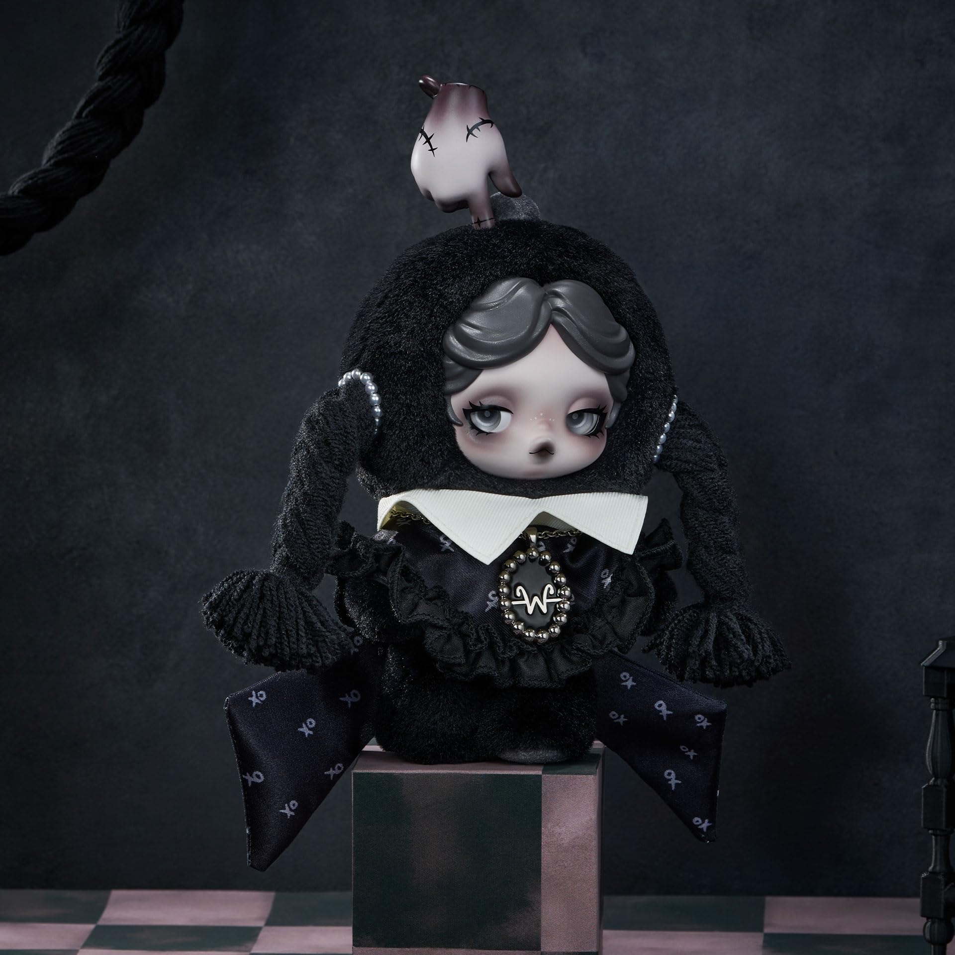 Amazon.com: POP MART SKULLPANDA × Wednesday Plush（Classic Dress