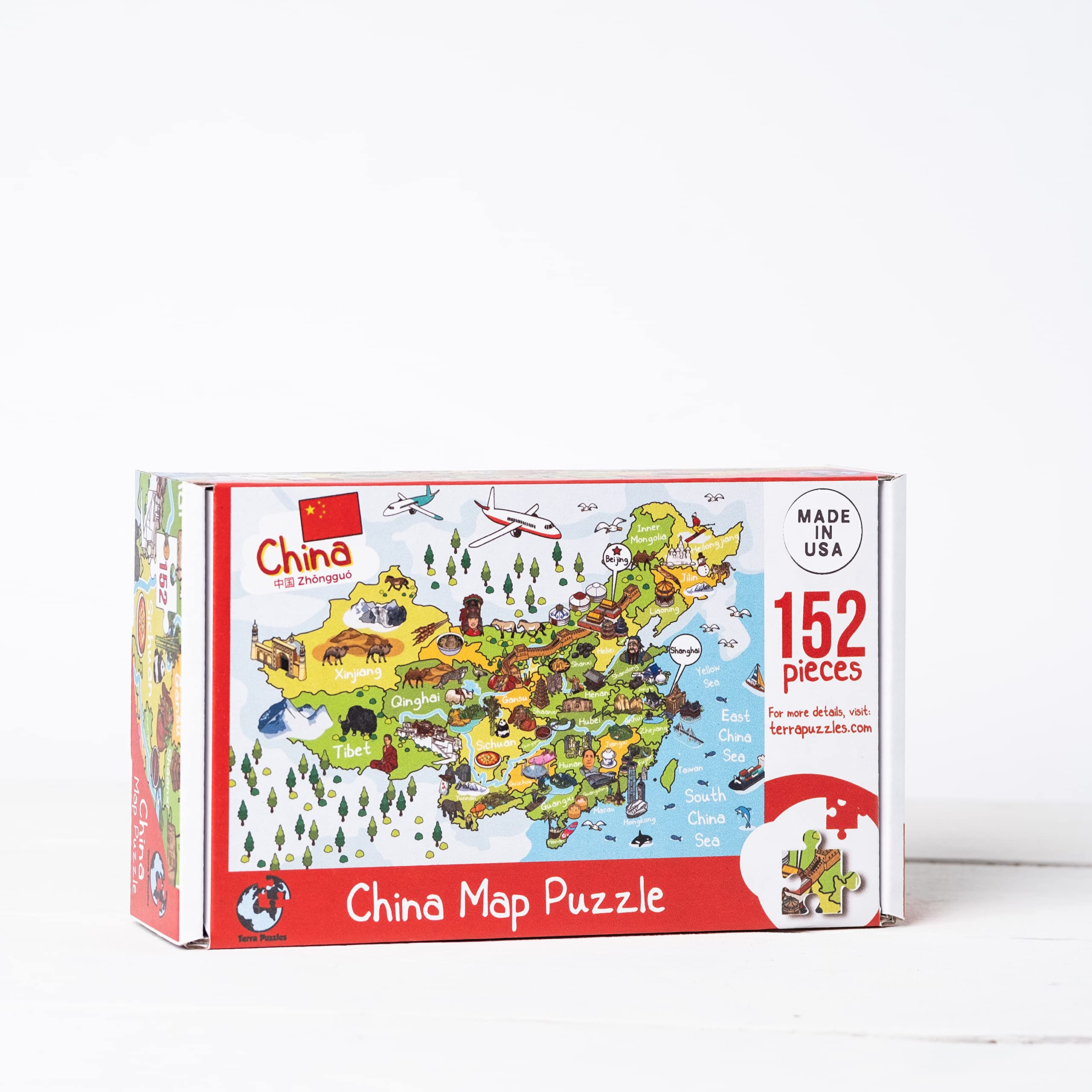 Amazon.com: Terra Puzzles China Map Wooden Jigsaw Puzzle 152 Piece