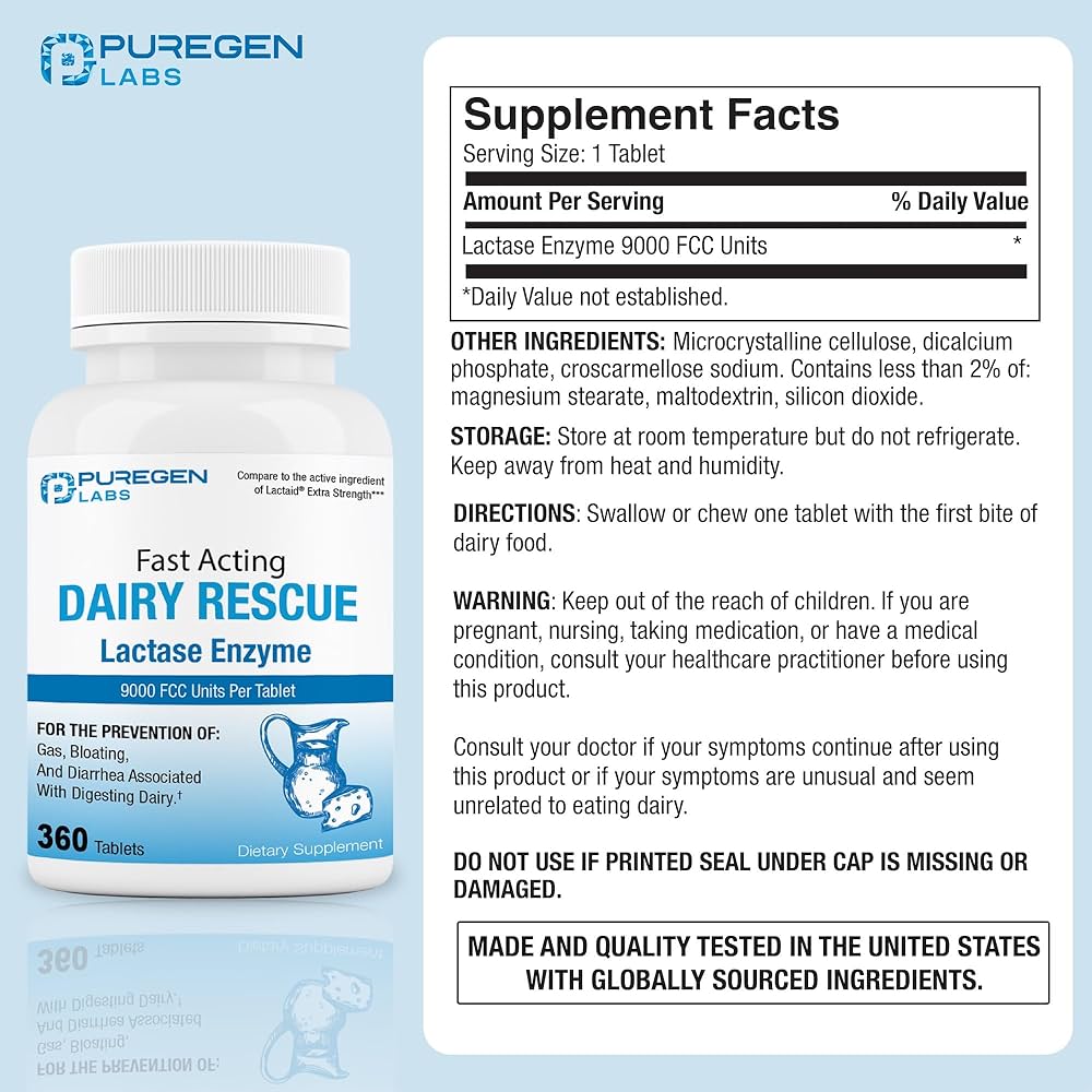Amazon.com: Puregen Labs Dairy Relief Fast Acting Lactase Enzyme