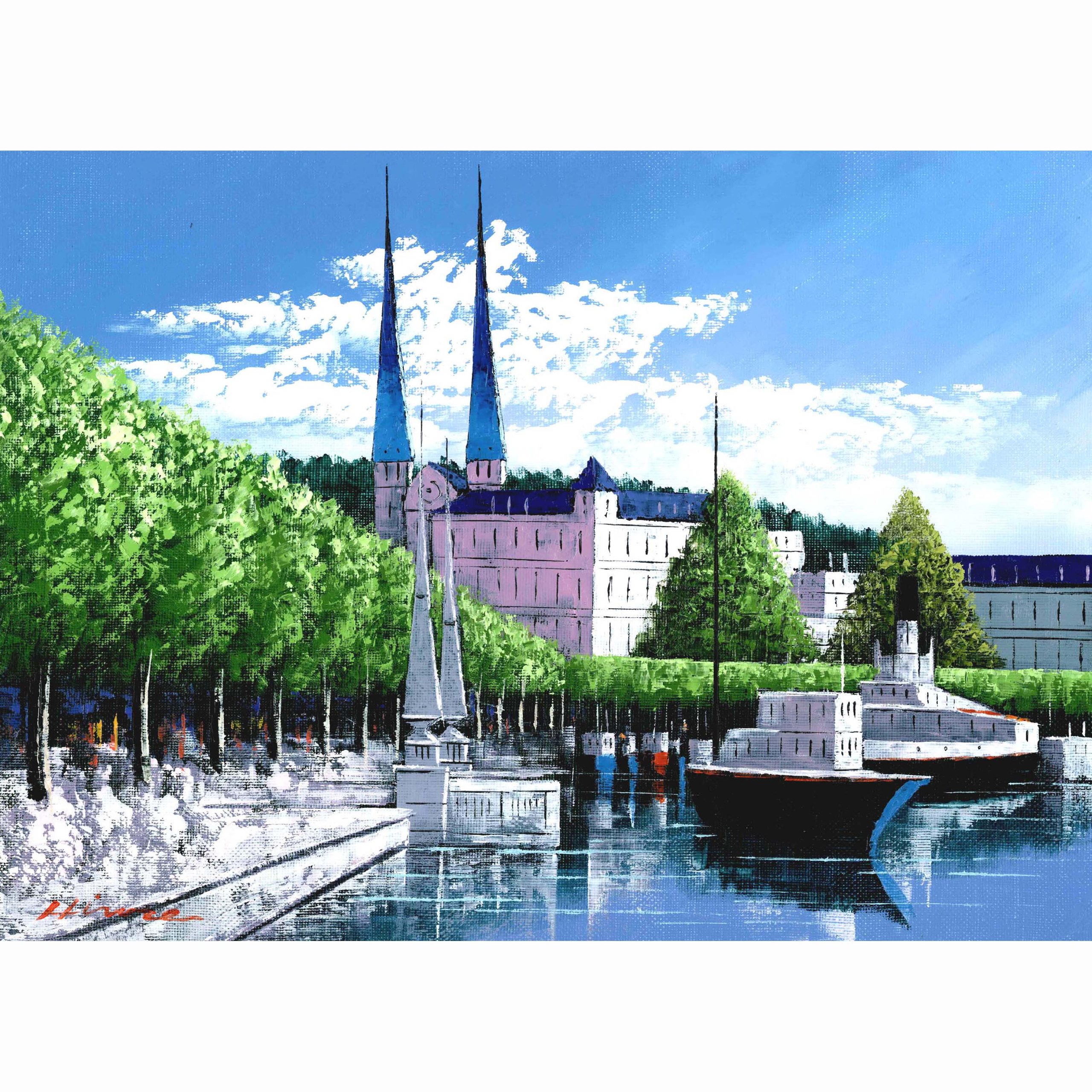 Amazon.co.jp: 広瀬 和之油絵額F6金 1139440・ルツェルン 0213al