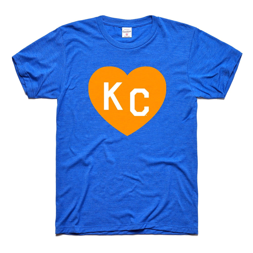 Charlie Hustle KC Heart Tee - Royal Blue & Yellow – Made in KC