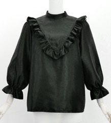 フラダンス シャンタン ヨークフリル ブラウス ロイヤルブルー