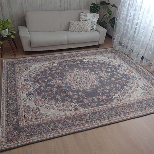 ラグ アンティーク風で格調高いゴブラン織り リエージュ（グレー