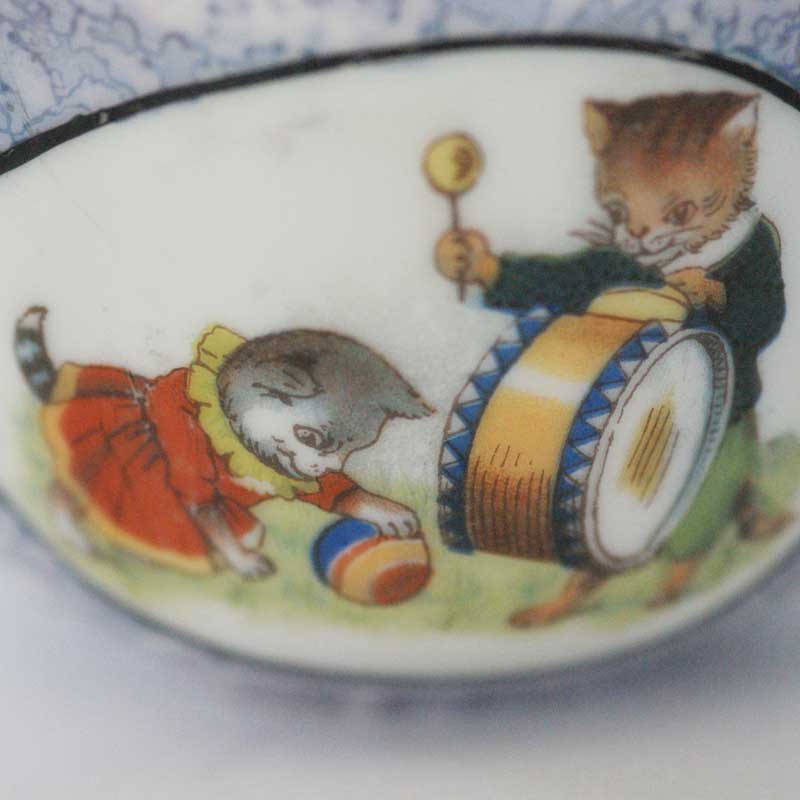 猫絵柄のアンティークティーセット ドイツ1900年代初期 ティーポットと