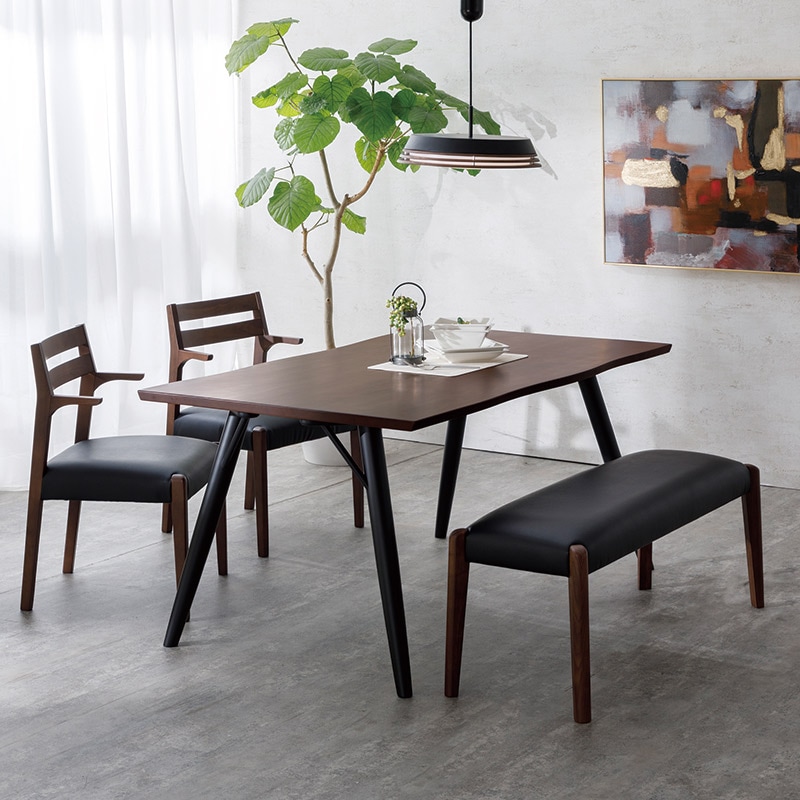 ダイニング4点セット シモーニ テーブル T371 150WN/BK + チェア C371