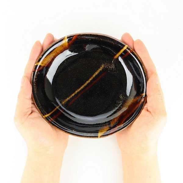 益子焼 萩原芳典 黒釉線紋楕円皿（小）セット | とちぎの工芸から探す