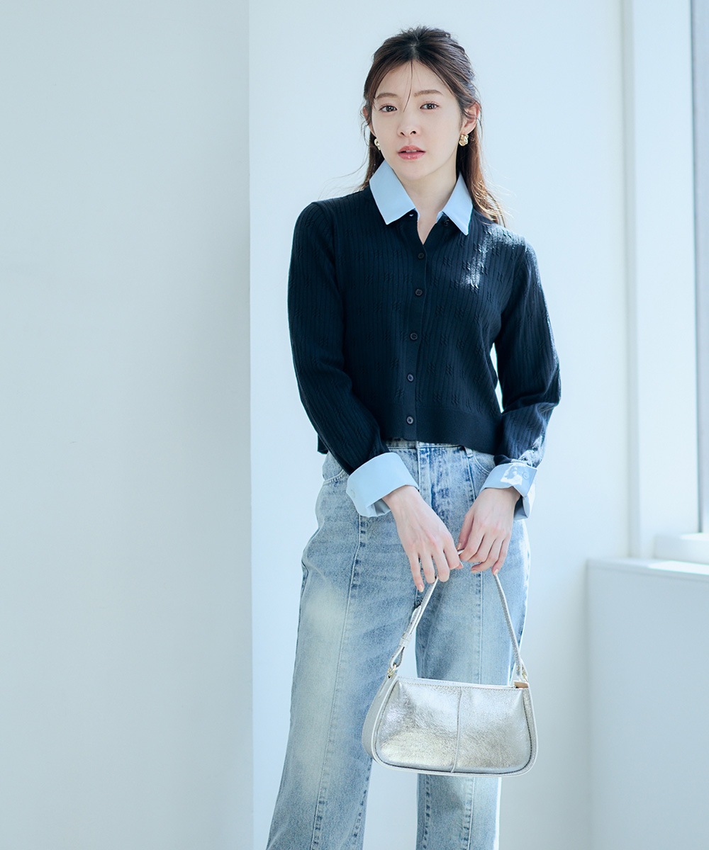 デザインケーブル衿ドッキングニットプルオーバー - 12Twelve Agenda