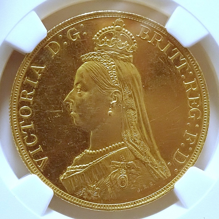 イギリス1887年ビクトリアの5ポンド、プルーフライク | アンティーク