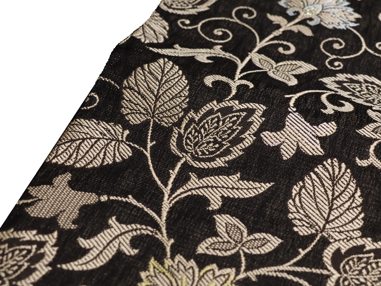 仕立て上がり正絹名古屋帯「黒色の地にベージュ色の唐草模様」 | 帯,帯