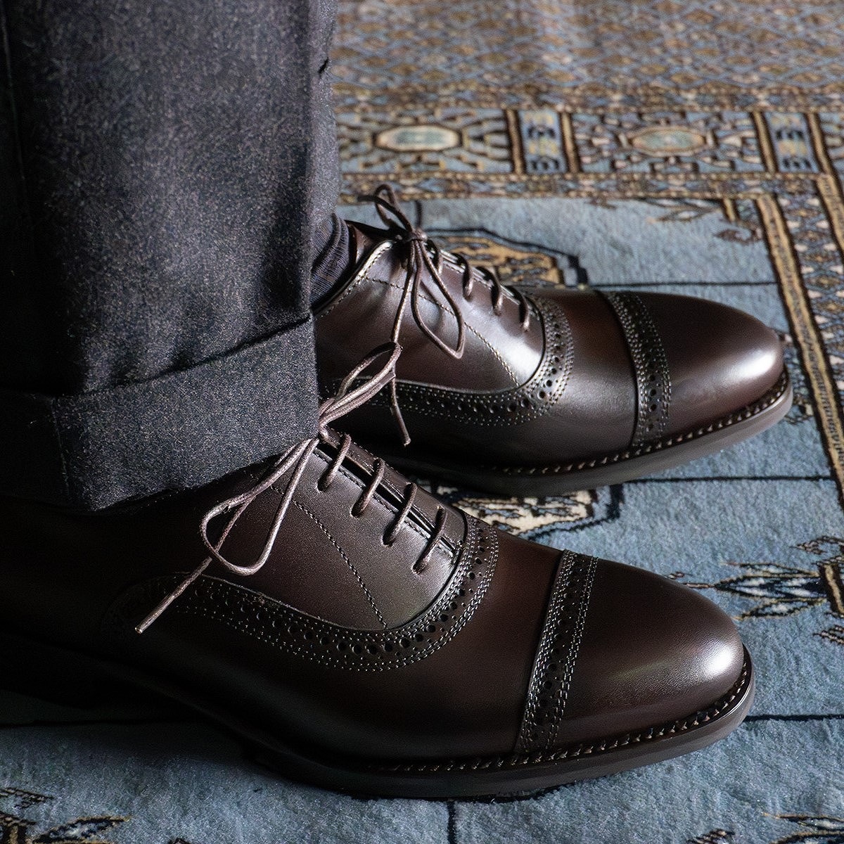 トレーディングポスト T1912 DARKBROWN パンチドキャップトゥ メンズ