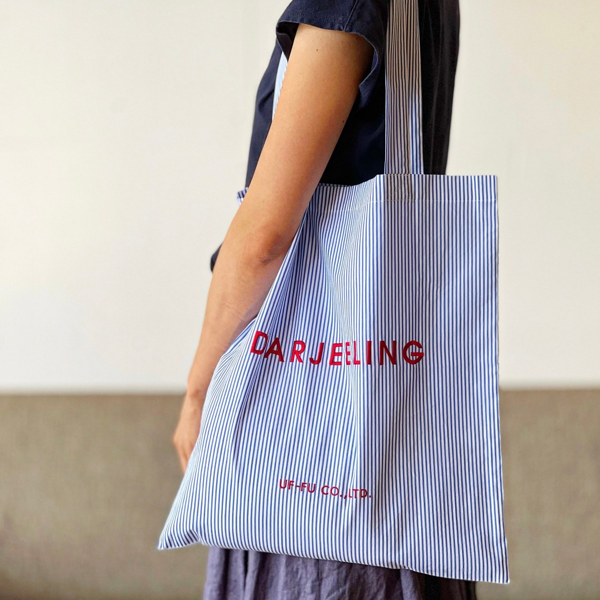 ウーフオリジナルトートバッグ ストライプ/ブルー【お茶・ハーブティー