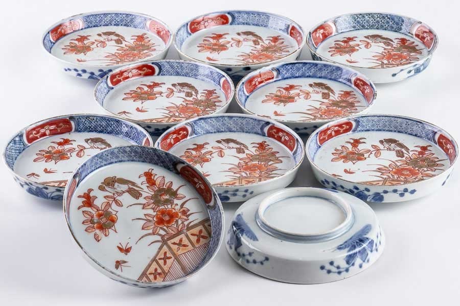 明治時代 色絵 中皿 希少 5客揃え 和食器 古伊万里 時代物 手書き 動物