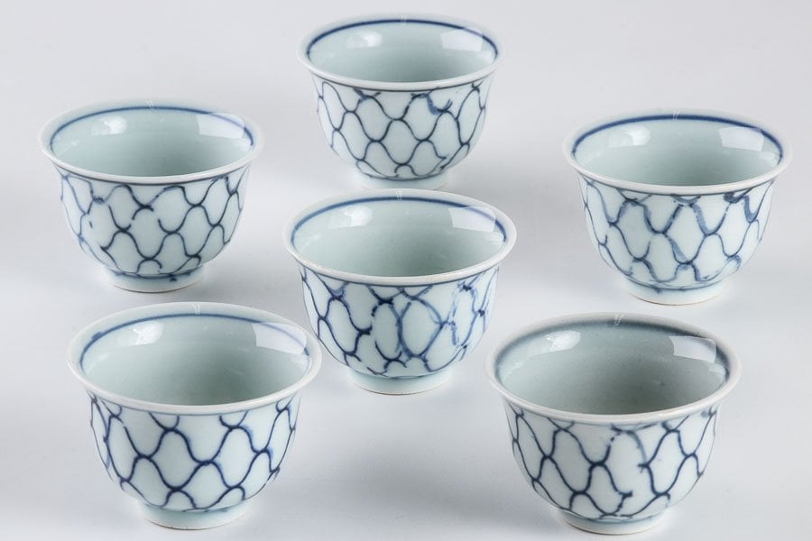 古伊万里】 染付網目文煎茶碗 猪口 6客セット 16024 | すべての商品