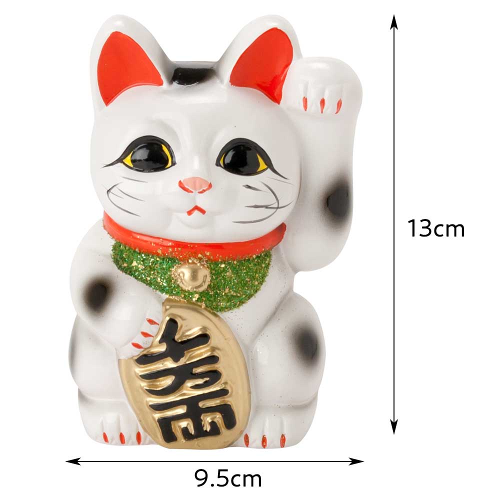 常滑焼 招き猫 4号小判白猫貯金箱 左手上げ (143-62-86) 愛知県の工芸