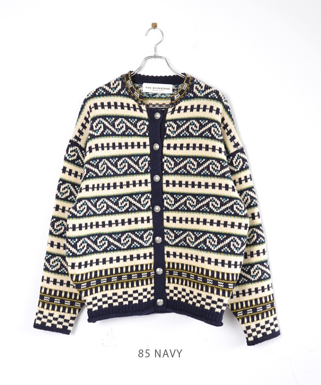 24AMSNI07]THE SHINZONE(ザ シンゾーン) FAIR ISLE KNIT CARDIGAN