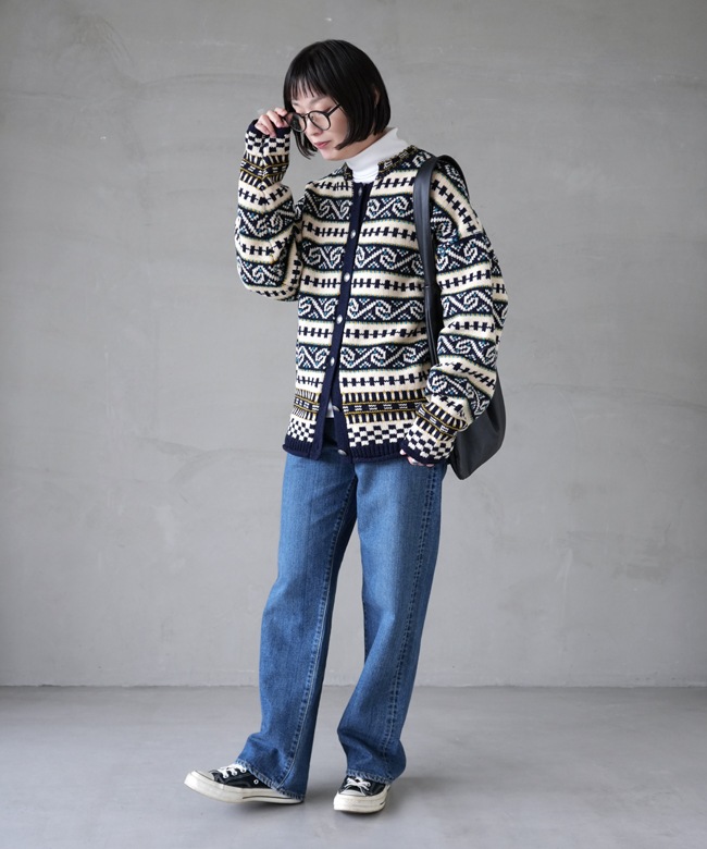 24AMSNI07]THE SHINZONE(ザ シンゾーン) FAIR ISLE KNIT CARDIGAN