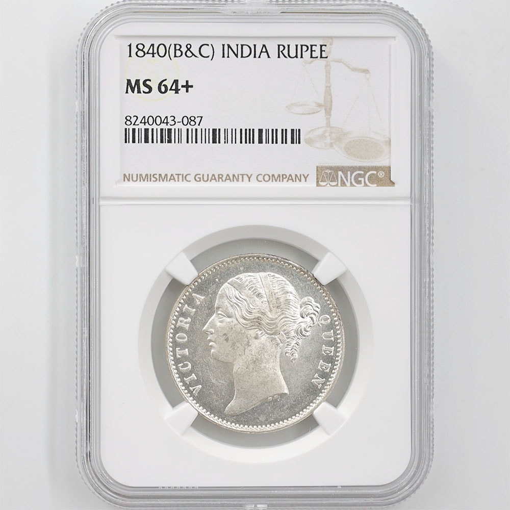 1840(B&C) イギリス領インド ヴィクトリア女王 1ルピー 銀貨 未使用