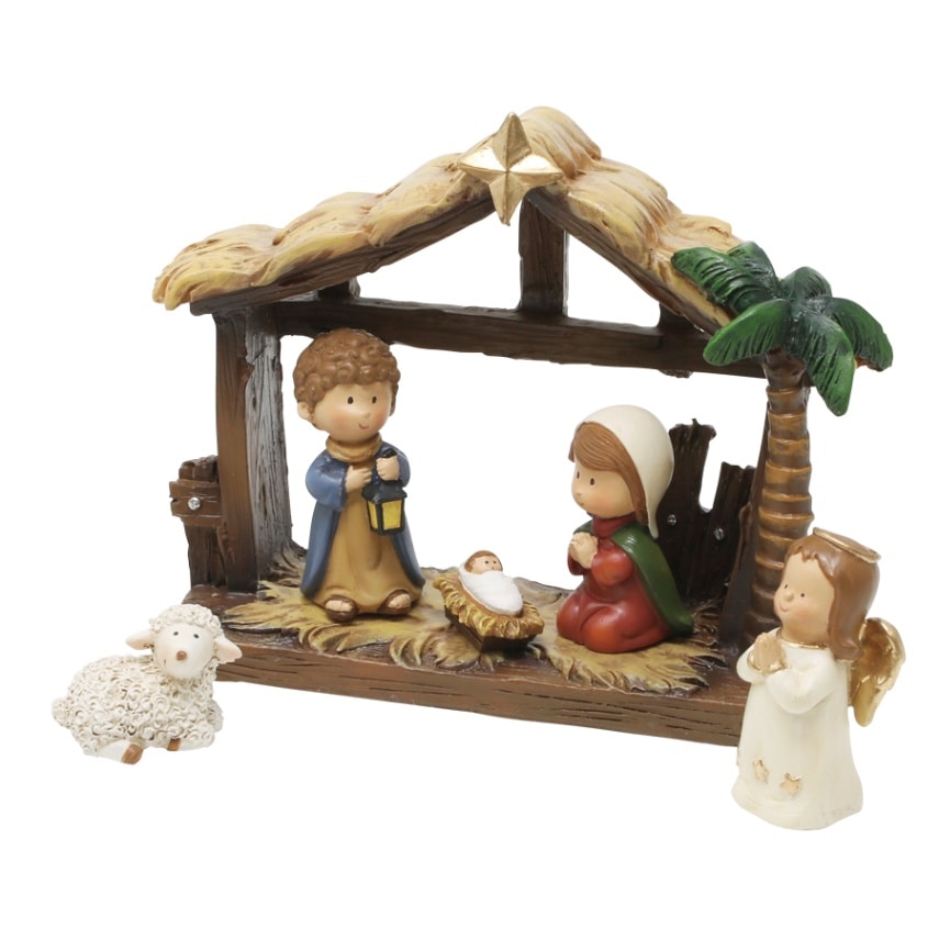 新価格)小屋付きミニネイティビティセット （50665）（いのちのことば