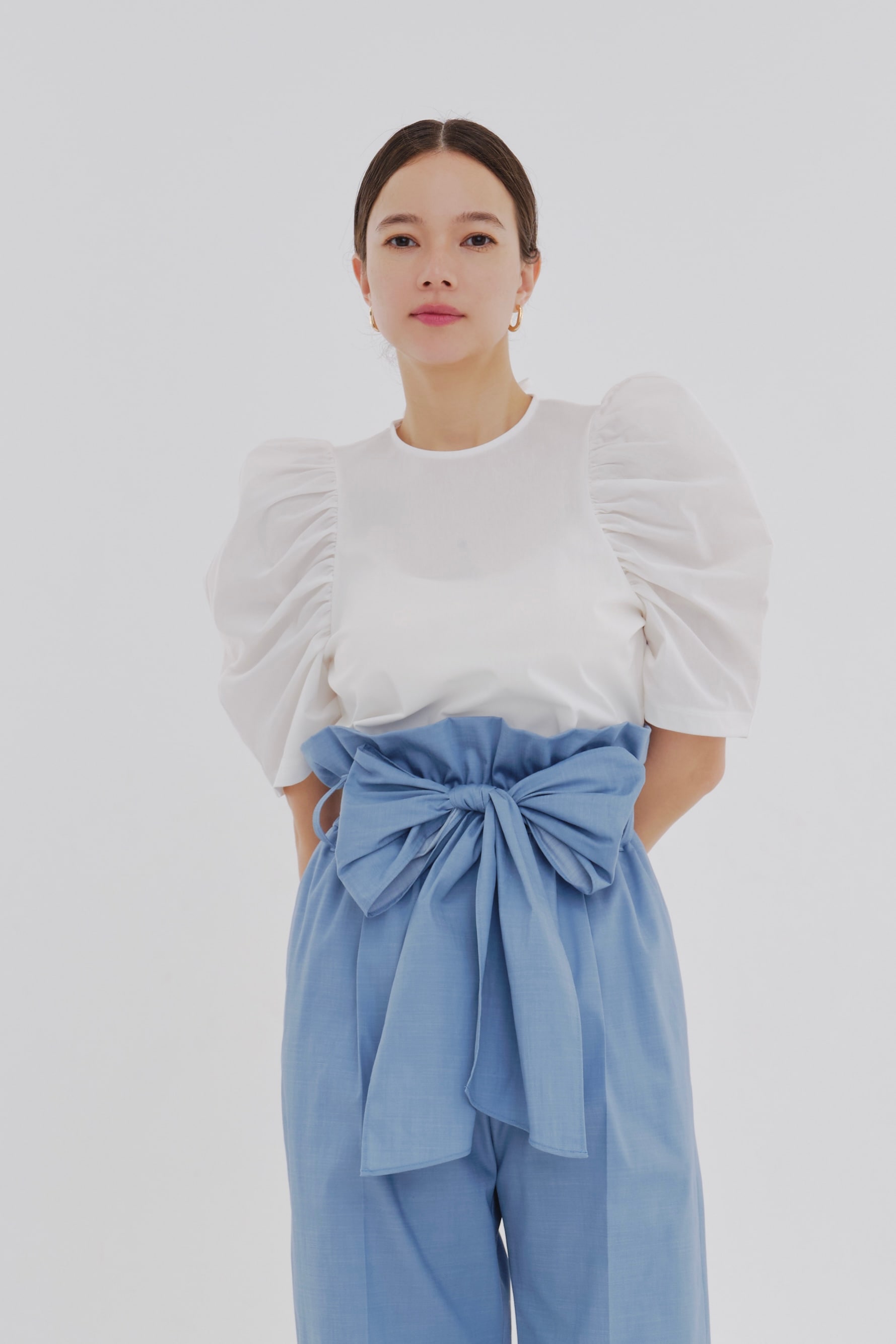 きち⭐︎ヨリ yori セレモニーリボンパフブラウス 長袖 ボウタイ 38