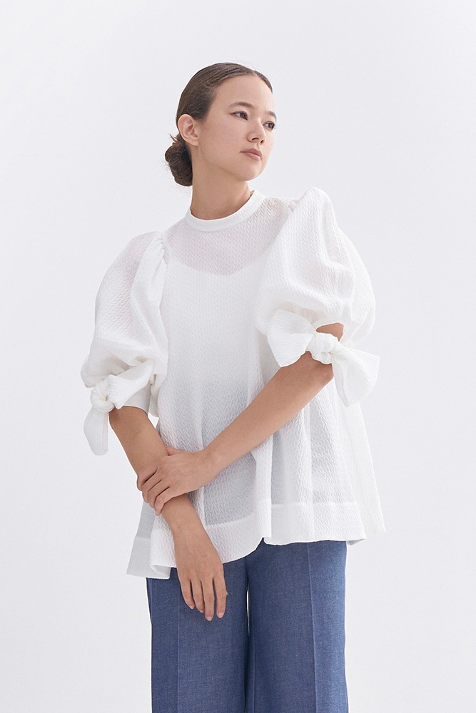 yori ヨリ shirocon リボンカフスブラウス 38