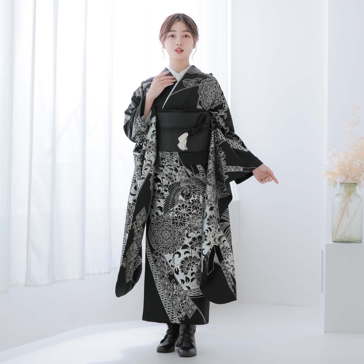 銀箔華文鳳凰（【振袖・袋帯・長襦袢のセット商品】） | FURISODE