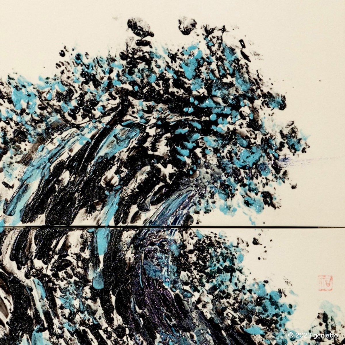 直筆陶墨画「盛波仁慈」 | 墨絵・陶墨画アーティスト 西元祐貴 Yu-ki