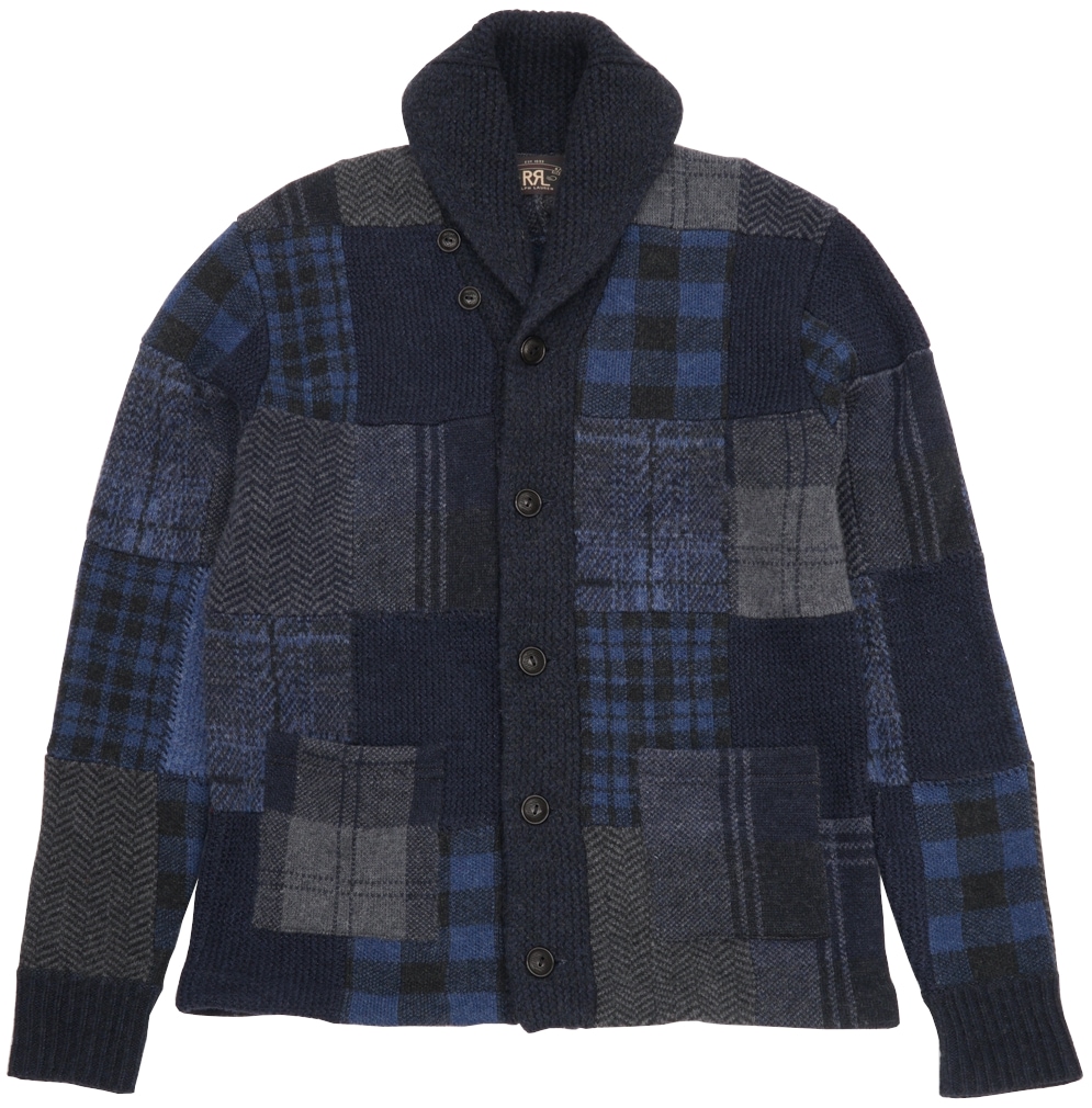 ダブルアールエル) RRL インディゴ パッチワーク カーディガン 本藍
