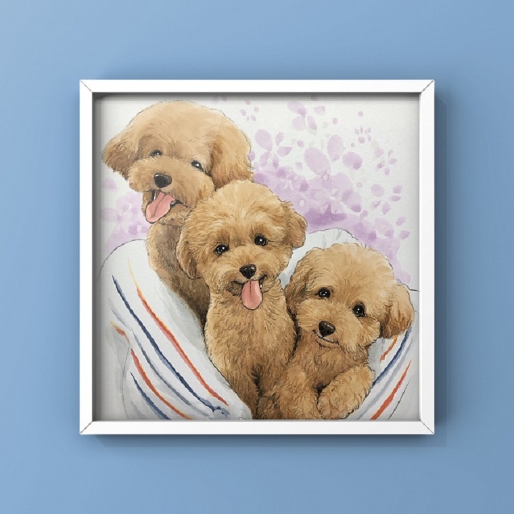 2名さま B4サイズ【似顔絵オーダー】ホワイトフレーム 2名さま B4