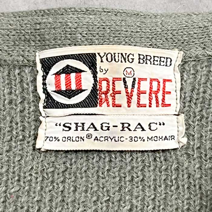 60'S YOUNG BREED by REVERE SHAG-RAC Mohair Cardigan GREEN/M 60年代