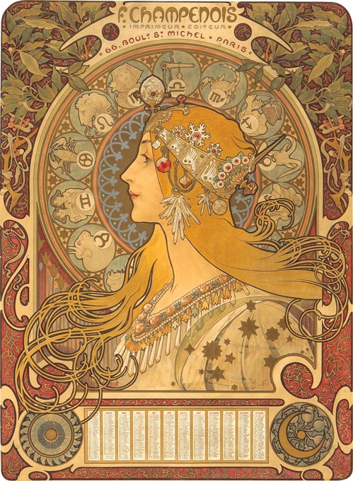 高級額縁】アルフォンス・ミュシャ ジクレー『黄道十二宮』金額絵 輸入