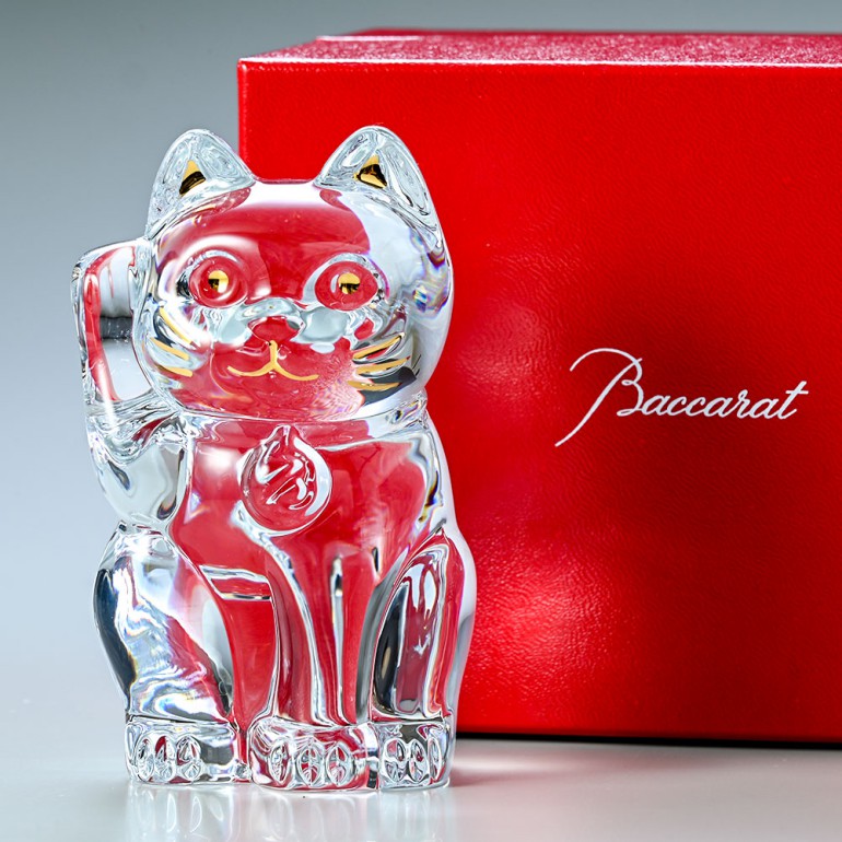 バカラ 名入れ対応 Baccarat フィギュア オーナメント 招き猫 クリア