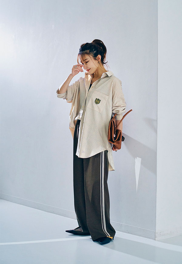 在庫なし】Stripe emblem Shirt/ストライプエンブレムシャツ