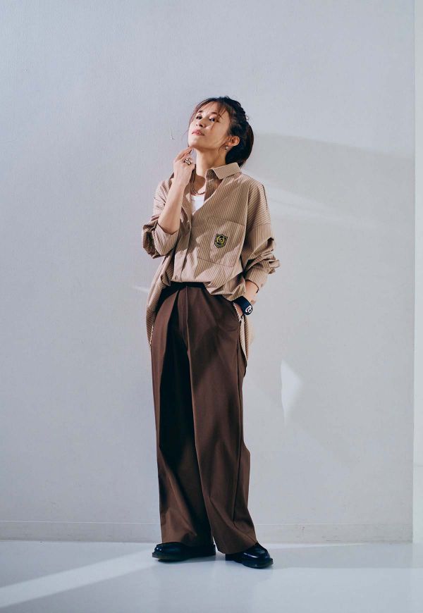 在庫なし】Stripe emblem Shirt/ストライプエンブレムシャツ