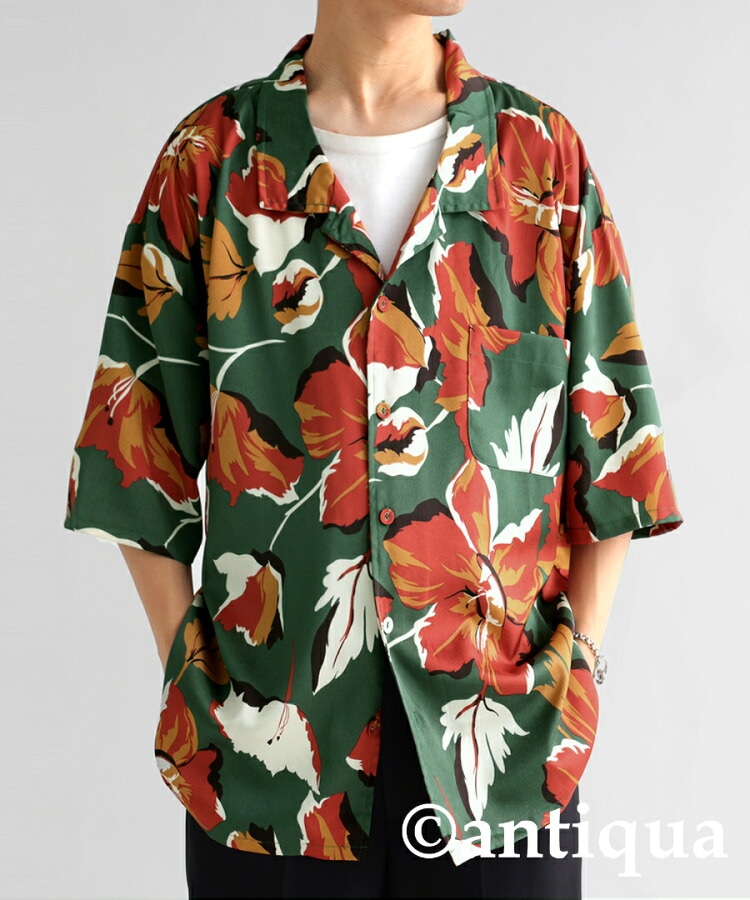 ボタニカル柄 開襟シャツ シャツ メンズ トップス 送料無料・(80