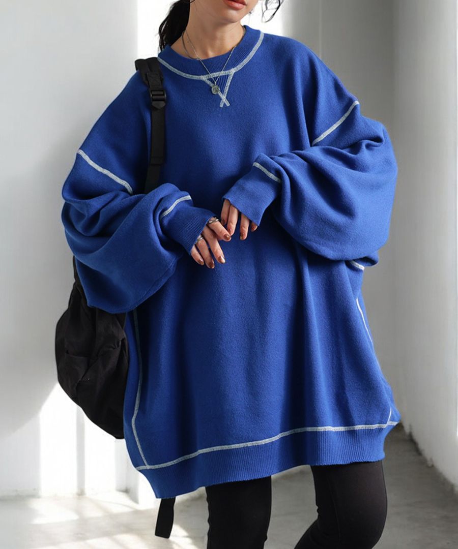 配色ステッチニット ニット レディース トップス 送料無料・メール便