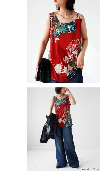 花柄デザインタンク タンクトップ レディース トップス 花柄・(30