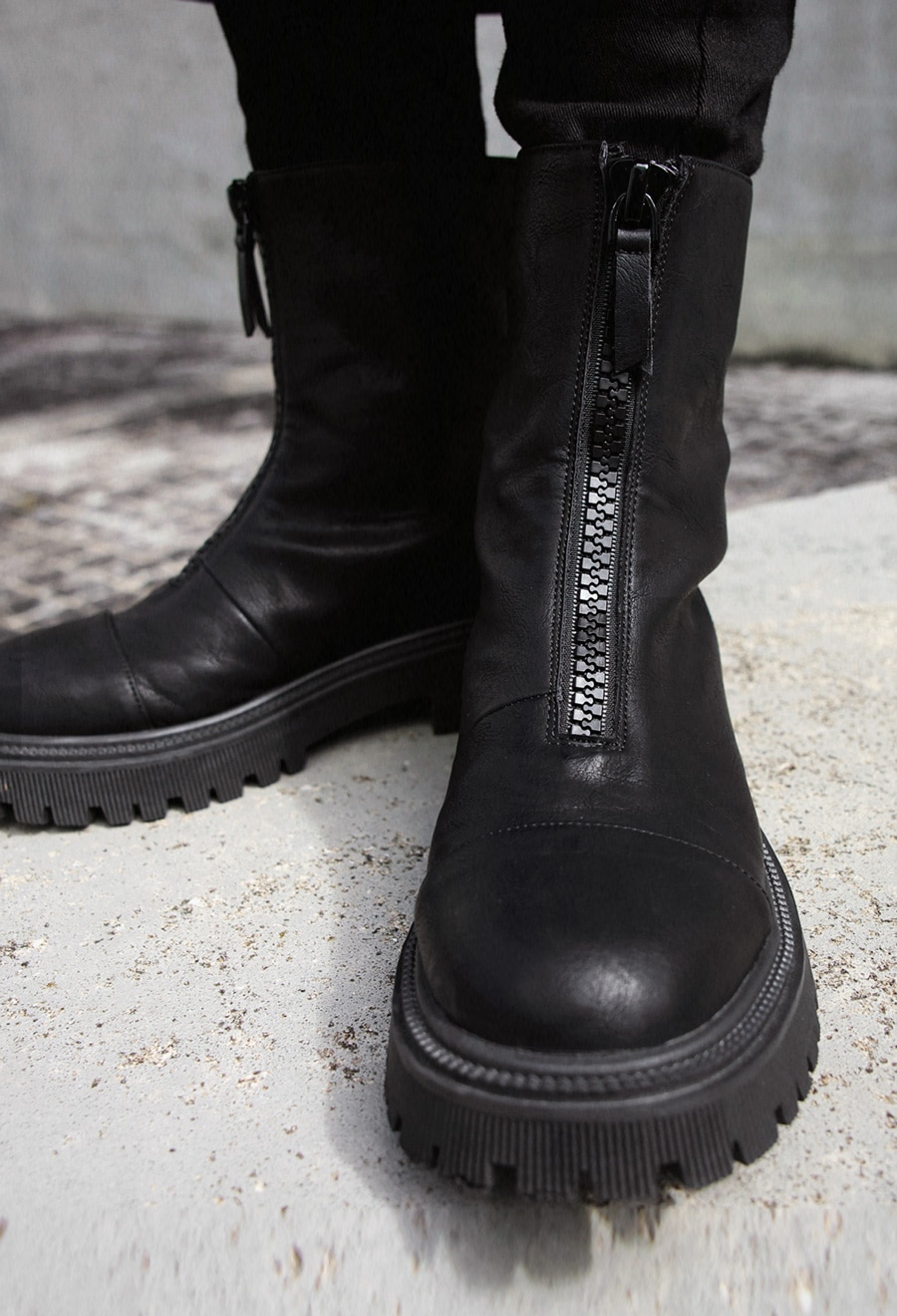 フロントジップブーツ ブーツ レディース 靴 合皮 送料無料・再入荷