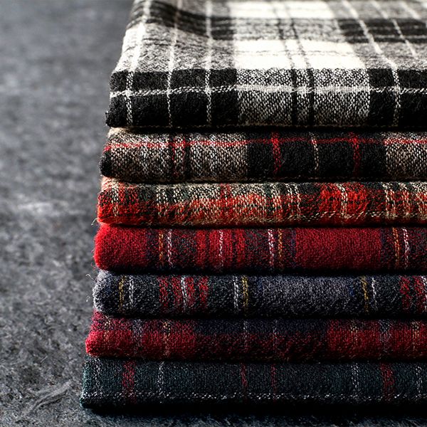 反物販売】洗いをかけた ウールガーゼチェック 【毛 生地 ストール