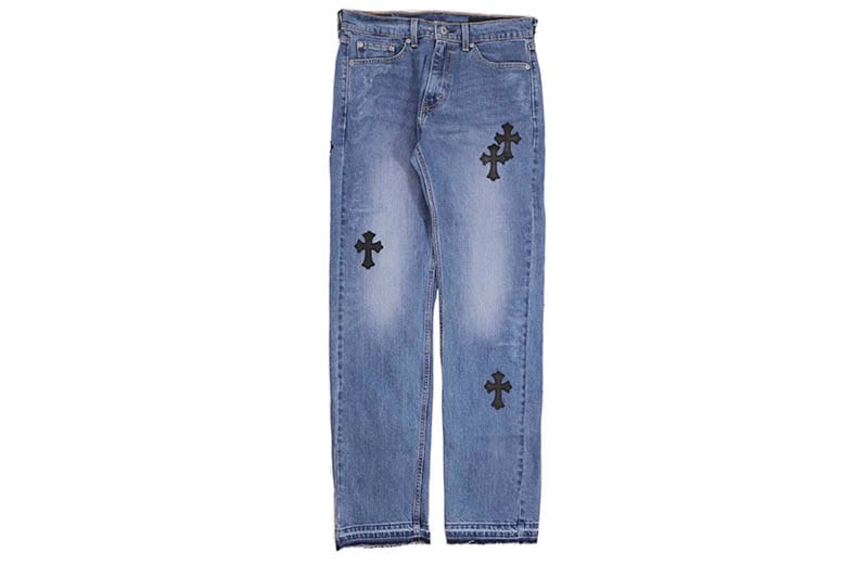 ADVANCE CROSS PATCH CUSTOM LEVI'S 505 REGULAR FIT JEANS (LT. BLUE