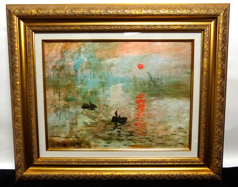 クロードモネの木漏れ日の裸婦の模写、パステル額入り、油絵、F6号