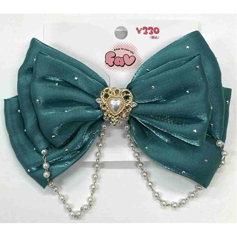 fav チェーン付リボンクリップ 緑【公式】≪1個からお届け≫Can