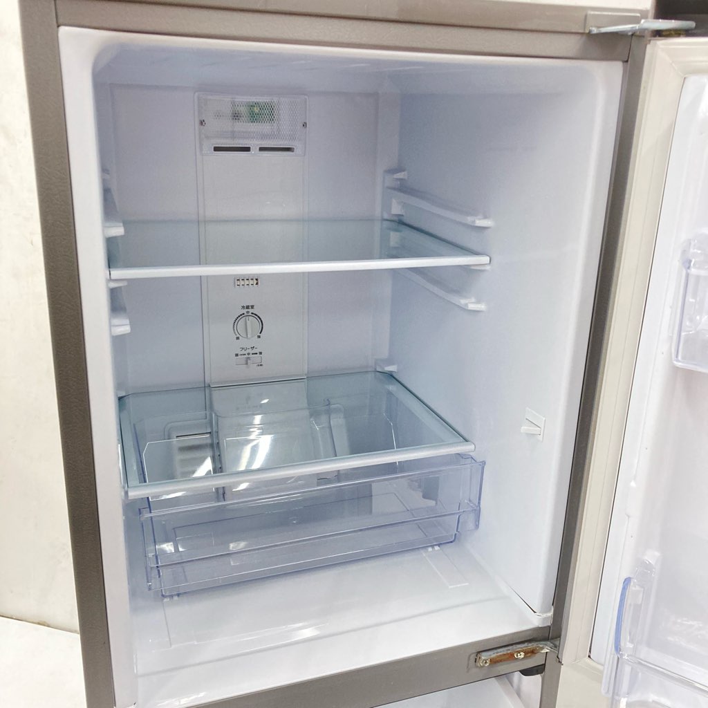 中古 126L スタイリッシュ 2ドア冷蔵庫 アクア AQR-13G-S 2018年製