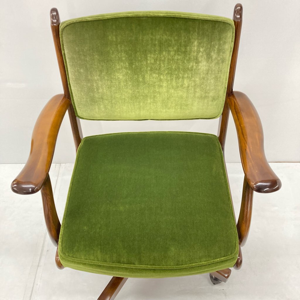 中古 karimoku カリモク コロニアル デスクチェア モケットグリーン
