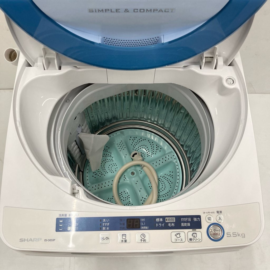 中古 5.5kg 全自動洗濯機 シャープ ES-GE55P-A ブルー系 2015年製造 6
