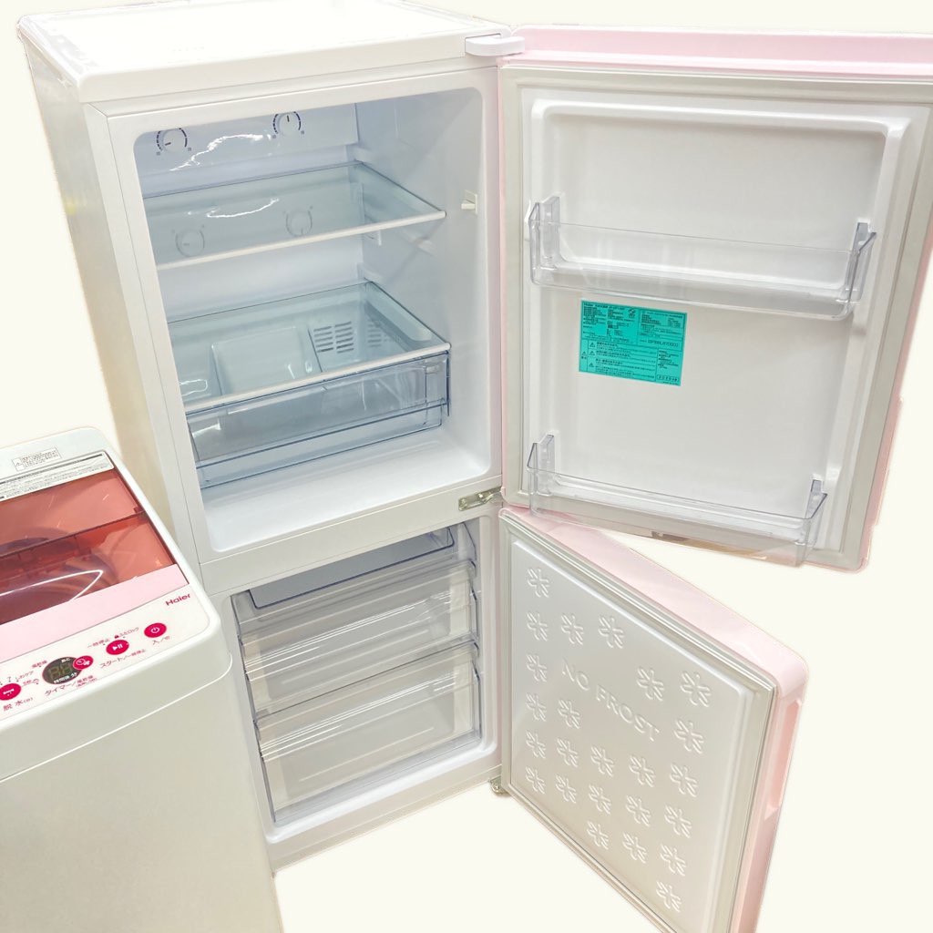 916 ハイアール おしゃれピンク 2ドア冷蔵庫 98L インテリア レトロ