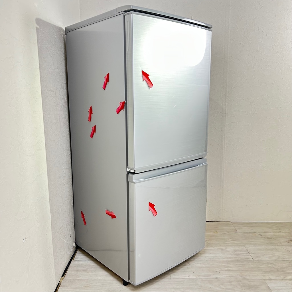 中古 2ドア冷蔵庫 137L つけかえどっちもドア シルバー シャープ SJ