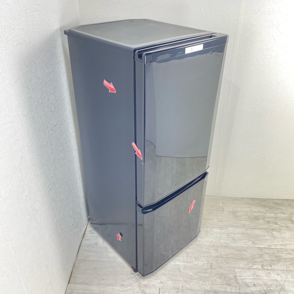中古 146L 2ドア冷蔵庫 ブラック 三菱電機 MR-P15A-B 2017年製 単身用